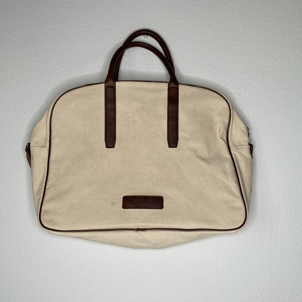 JOHN VARVATOS canvas weekender tote bag 18x14x5.5 travel bag